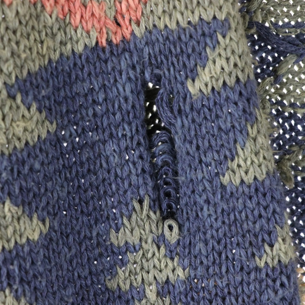 RALPH LAUREN(ラルフローレン) 90s ネイティブ柄 コンチョ リネンニットベスト カーディガン マルチ