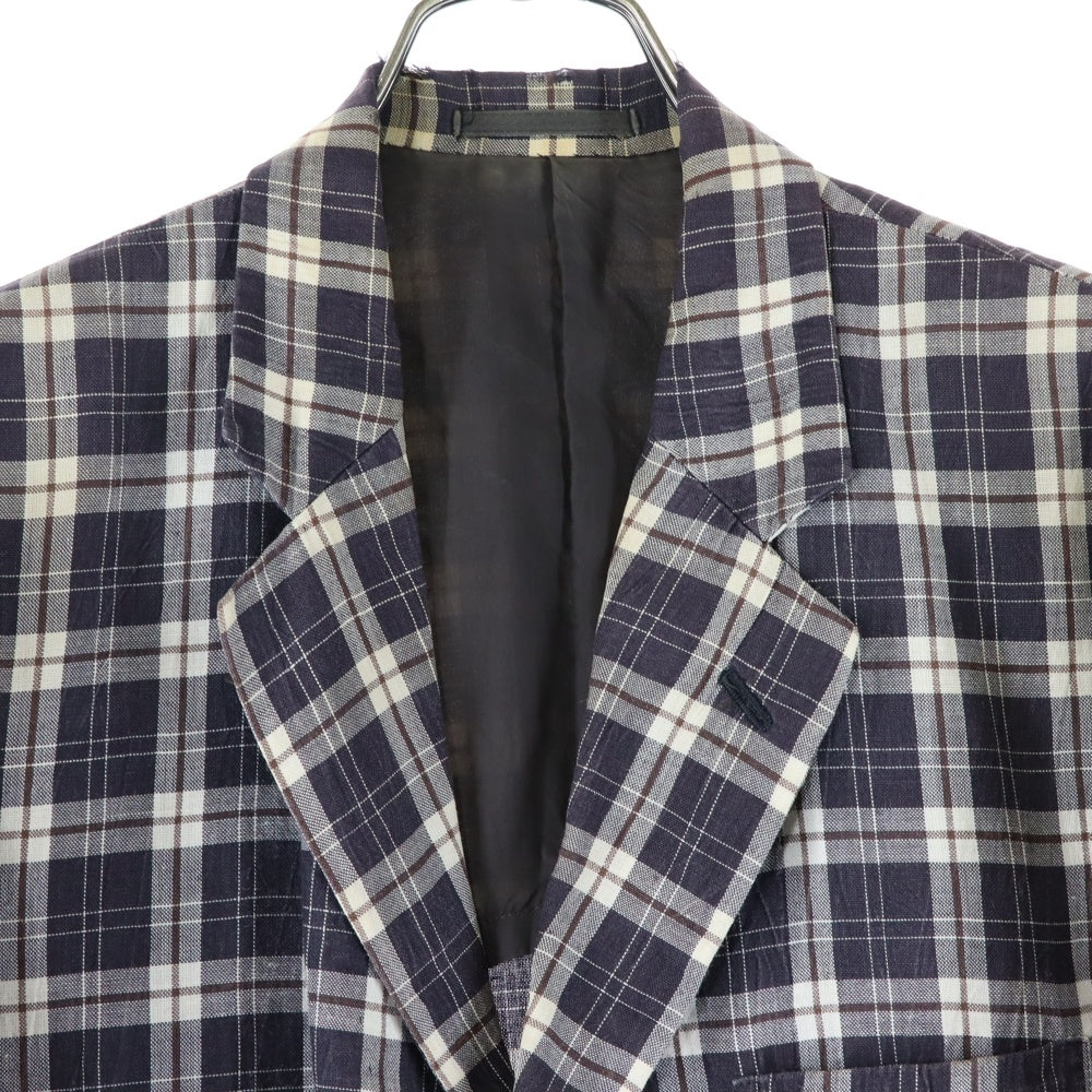 COMME des GARCONS HOMME(コムデギャルソンオム) 90s チェック ヘンプ 3B テーラードジャケット マルチ HJ-11043M