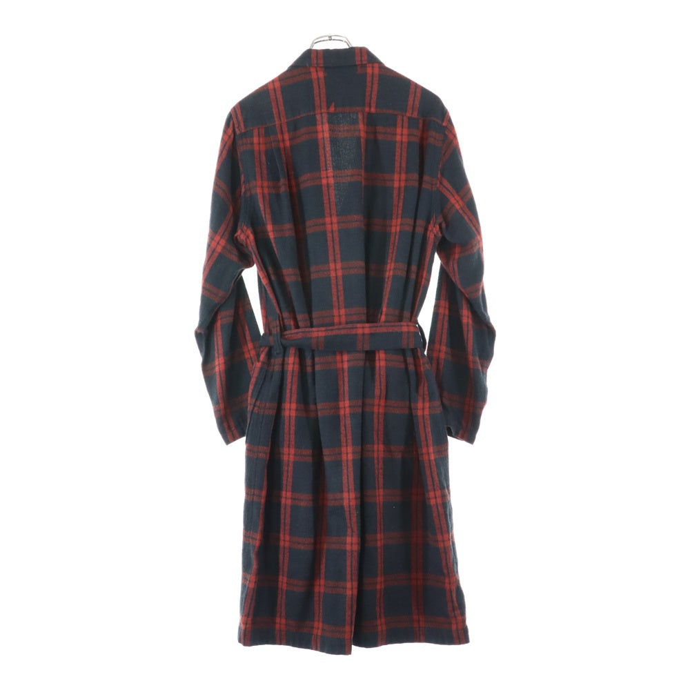 White Mountaineering(ホワイトマウンテニアリング) 17AW HERRINGBONE CHECK LONG COAT WM1773209 コットン チェック ヘリンボーン ロングコート ブラック/レッド