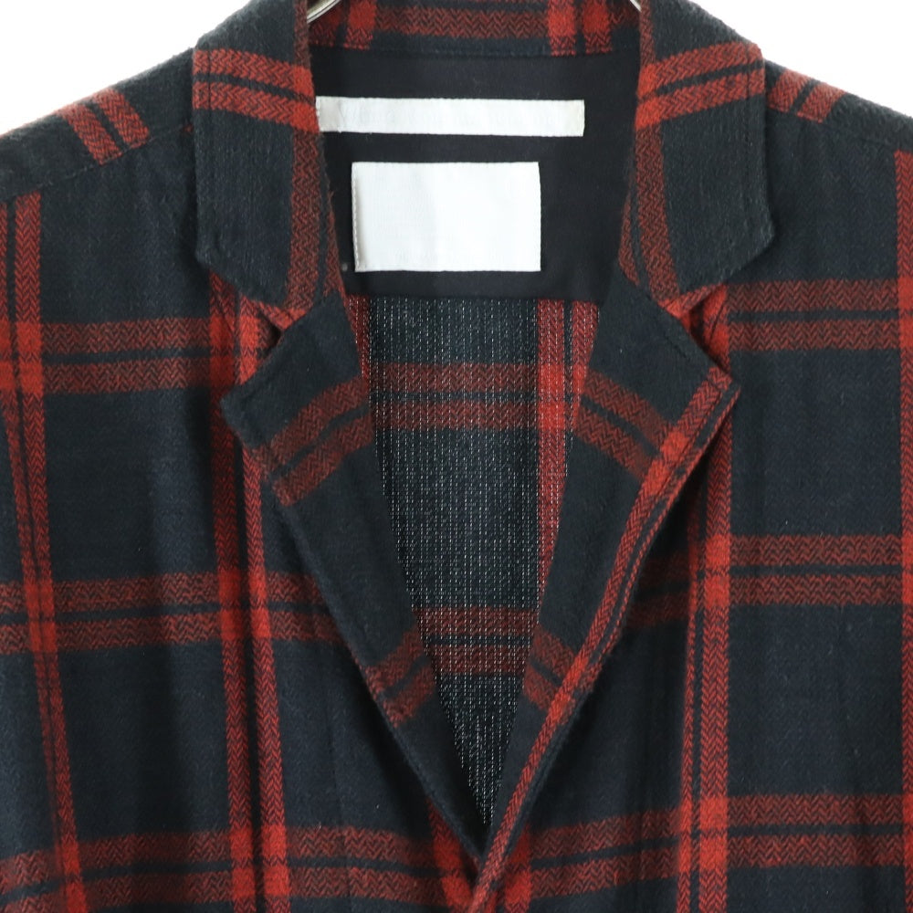 White Mountaineering(ホワイトマウンテニアリング) 17AW HERRINGBONE CHECK LONG COAT WM1773209 コットン チェック ヘリンボーン ロングコート ブラック/レッド