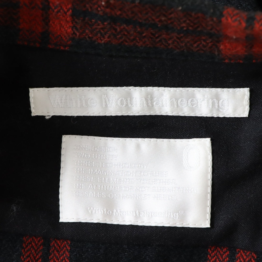 White Mountaineering(ホワイトマウンテニアリング) 17AW HERRINGBONE CHECK LONG COAT WM1773209 コットン チェック ヘリンボーン ロングコート ブラック/レッド