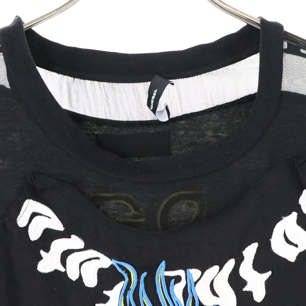 DIESEL(ディーゼル) フロント プリント 袖切り替え ワンピース ブラック レディース