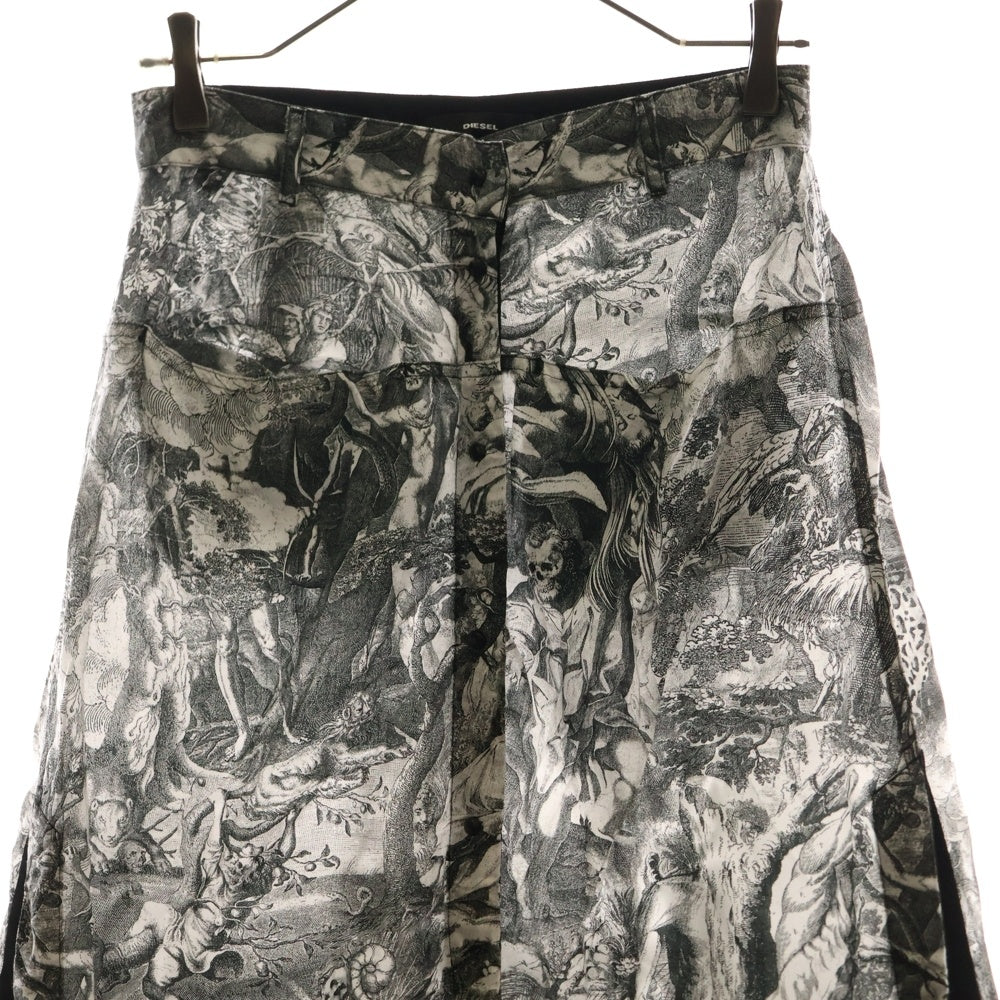 DIESEL(ディーゼル) 総柄 スリット入り ロングスカート グレー レディース