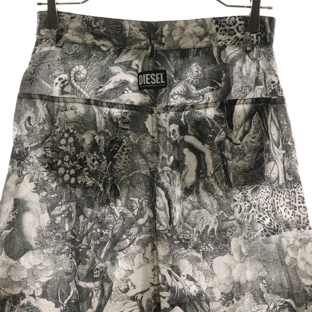 DIESEL(ディーゼル) 総柄 スリット入り ロングスカート グレー レディース