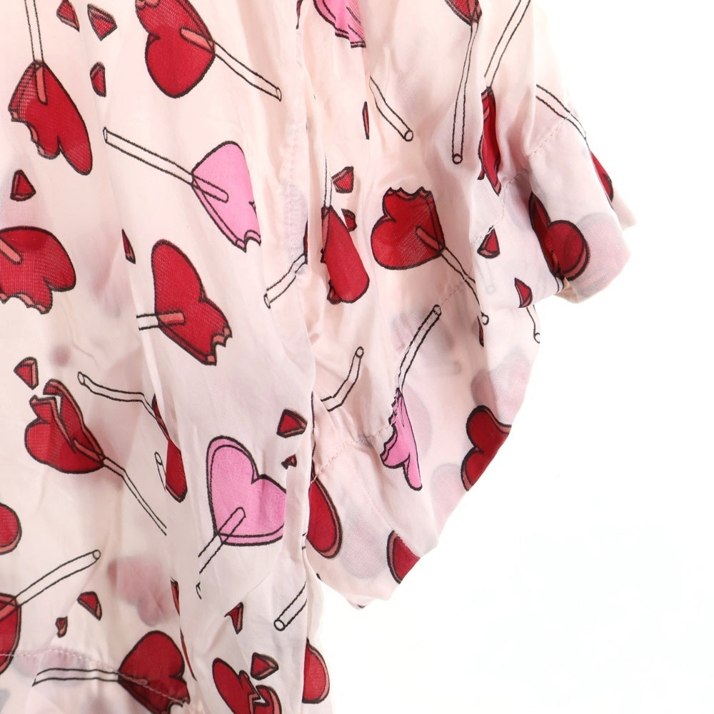 DIESEL(ディーゼル) ハート総柄 半袖シャツ ピンク レディース