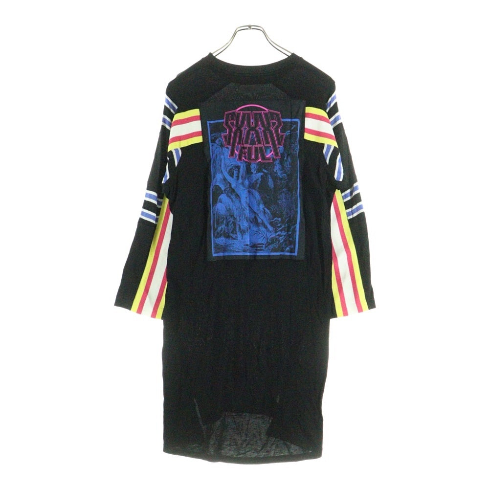 DIESEL(ディーゼル) 刺繍プリント シアー クルーネック 長袖カットソー ブラック レディース