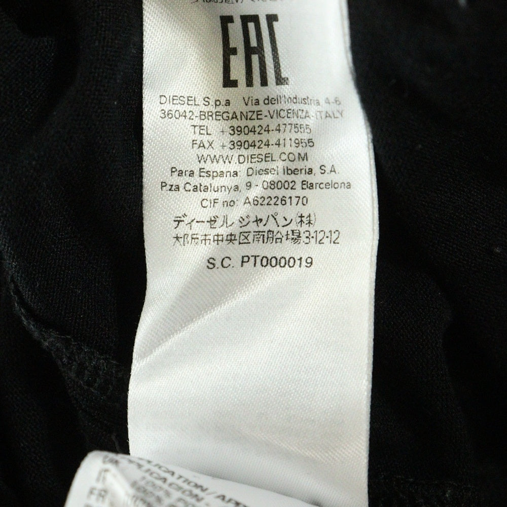 DIESEL(ディーゼル) 刺繍プリント シアー クルーネック 長袖カットソー ブラック レディース