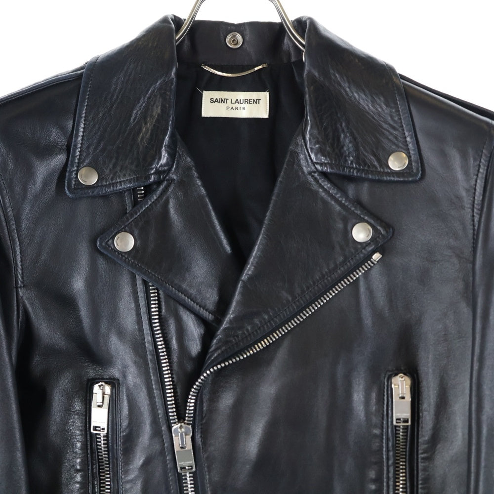 SAINT LAURENT PARIS エディ期 L01 ラムレザー ダブル レザーライダースジャケット ブラック 46/サンローランパリ 貴重 SAINT LAURENT PARIS ライダースジャケット エディ期 やや傷や
