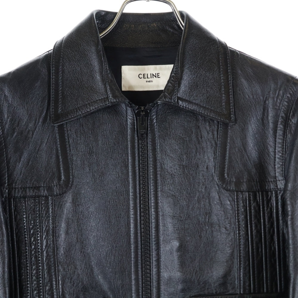 CELINE(セリーヌ) エディ期 ラムスキン ルーズブルゾン レザージャケット ブラック 2E525968H