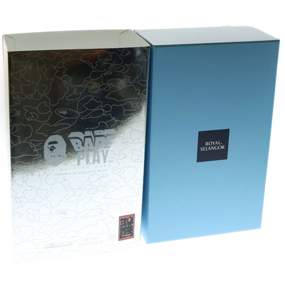 MEDICOM TOY(メディコムトイ) ×BAPE(R) ×ROYAL SELANGOR SHARK ベイプ アベイシングエイプ ロイヤル セランゴール ベアブリック シャーク フィギュア 人形 シルバー