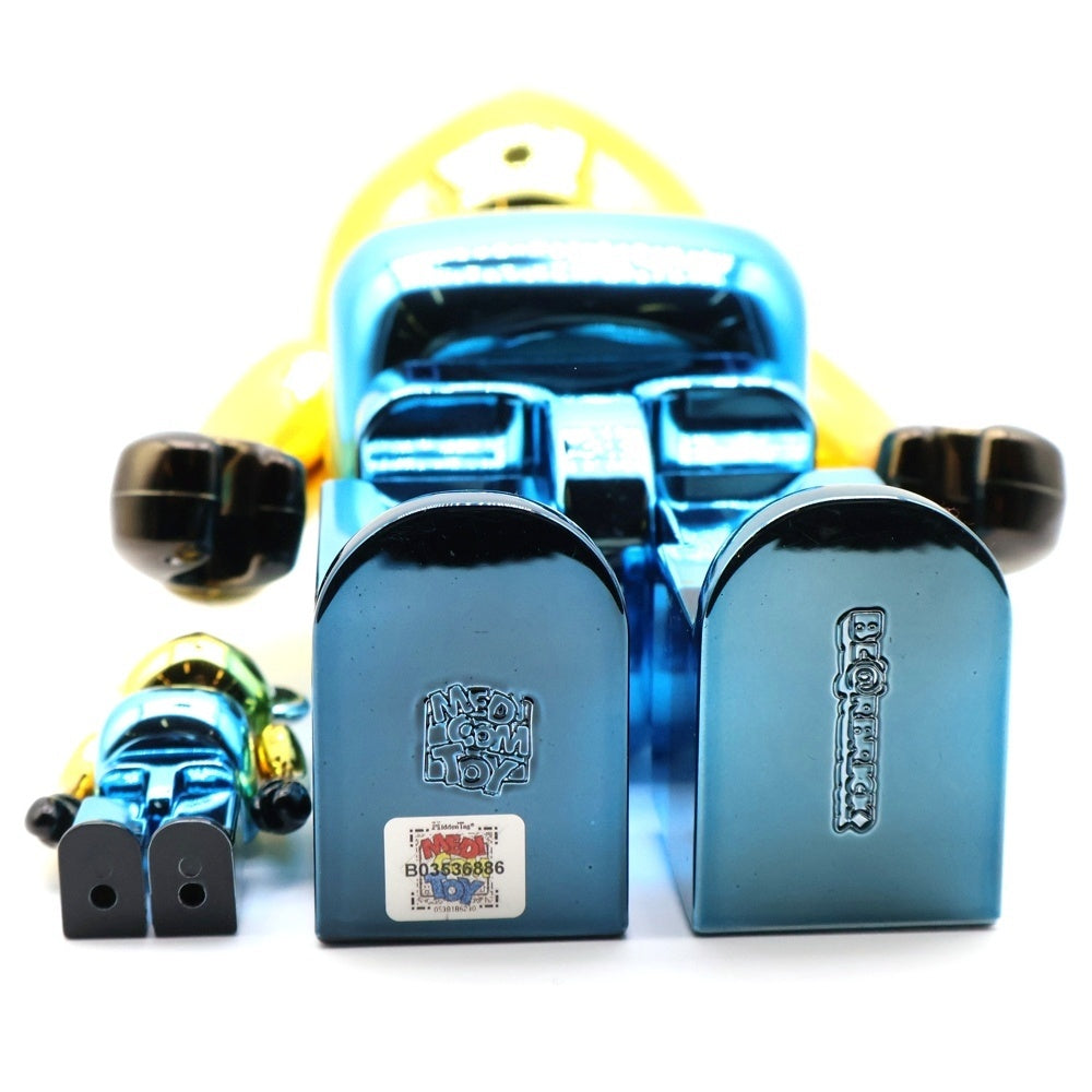 MEDICOM TOY(メディコムトイ) BE@RBRICK KEVIN Chrome Ver. 100% & 400% ベアブリック ケビン 人形 フィギュア イエロー/ブルー