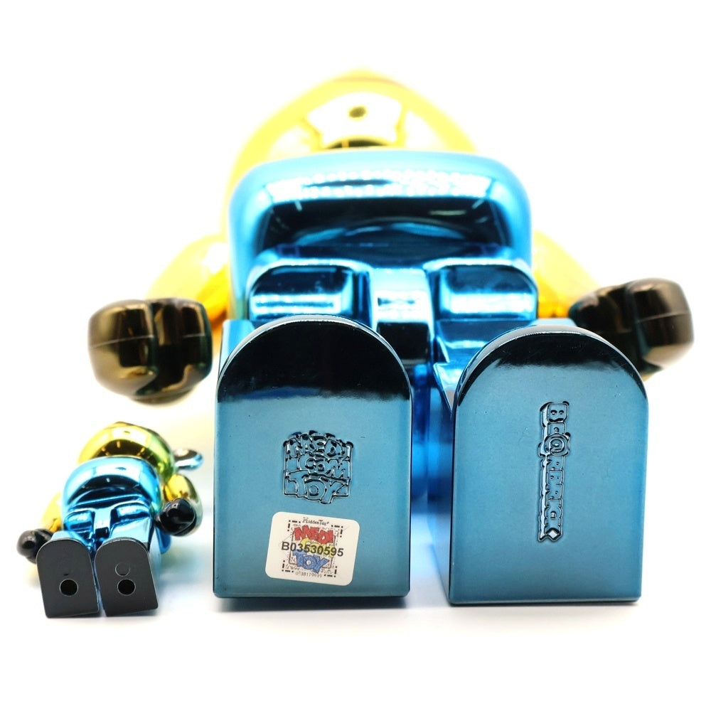 MEDICOM TOY(メディコムトイ) BE@RBRICK STUART Chrome Ver. 100% & 400% ベアブリック スチュアート 人形 フィギュア イエロー/ブルー