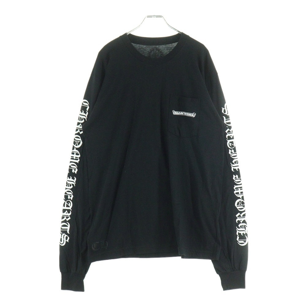 CHROME HEARTS(クロムハーツ) CH SCROLL LABEL スクロールラベル アームプリント クルーネック 長袖Tシャツ カットソー ブラック