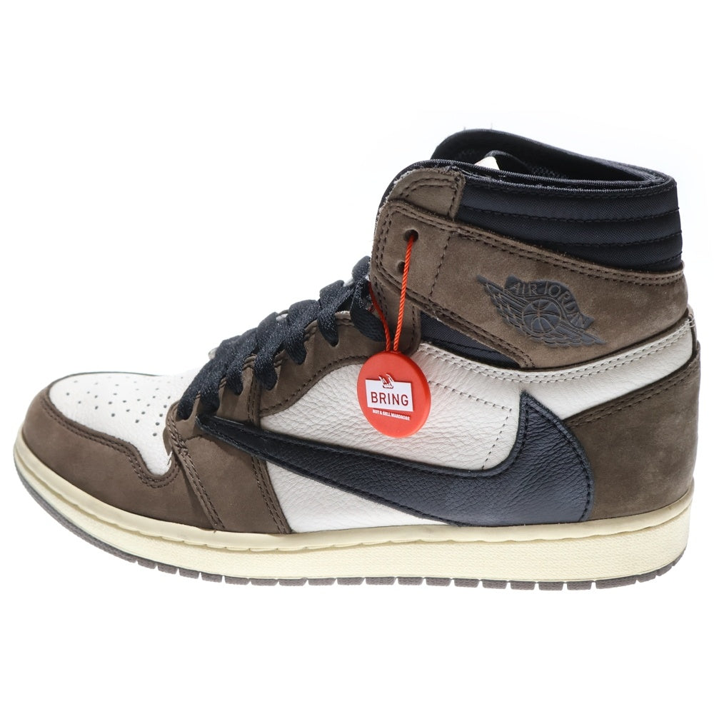 NIKE(ナイキ) ×TRAVIS SCOTT AIR JORDAN 1 HIGH OG TS SP トラヴィススコット エアジョーダン1 ハイカットスニーカー ブラウン US8.5/26.5cm CD4487‐100