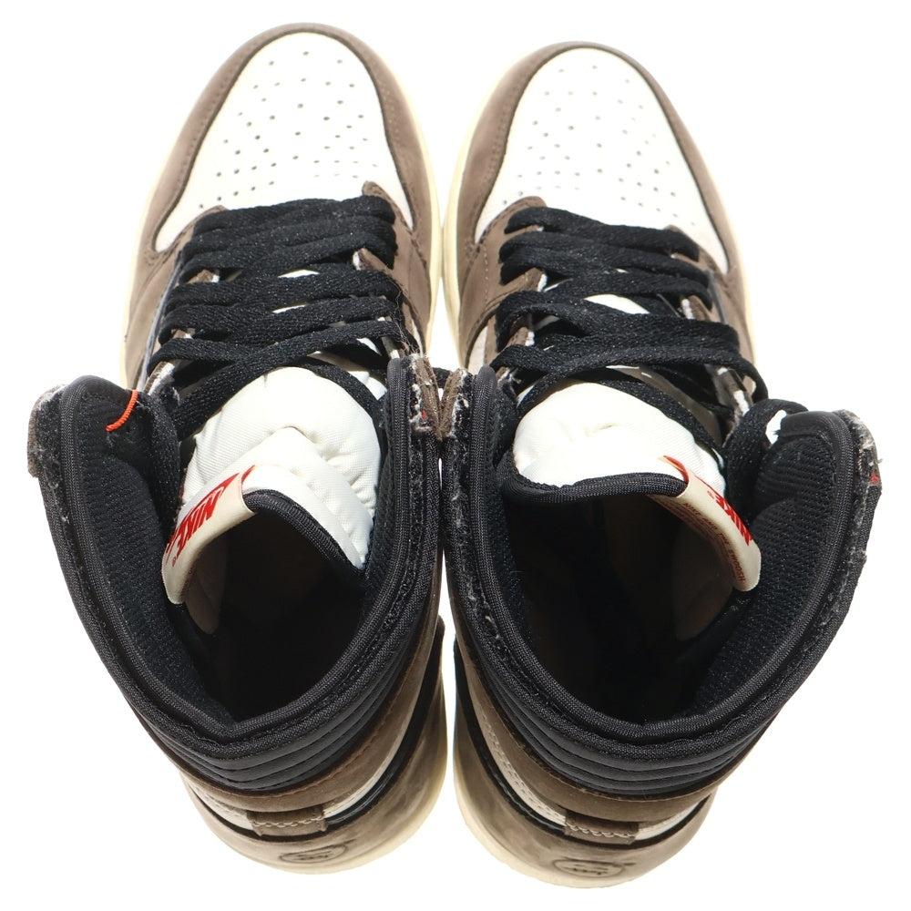 NIKE(ナイキ) ×TRAVIS SCOTT AIR JORDAN 1 HIGH OG TS SP トラヴィススコット エアジョーダン1 ハイカットスニーカー ブラウン US8.5/26.5cm CD4487‐100