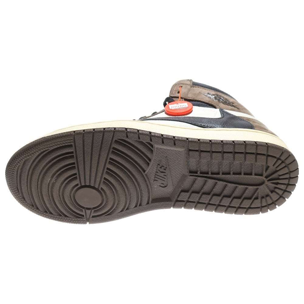 NIKE(ナイキ) ×TRAVIS SCOTT AIR JORDAN 1 HIGH OG TS SP トラヴィススコット エアジョーダン1 ハイカットスニーカー ブラウン US8.5/26.5cm CD4487‐100