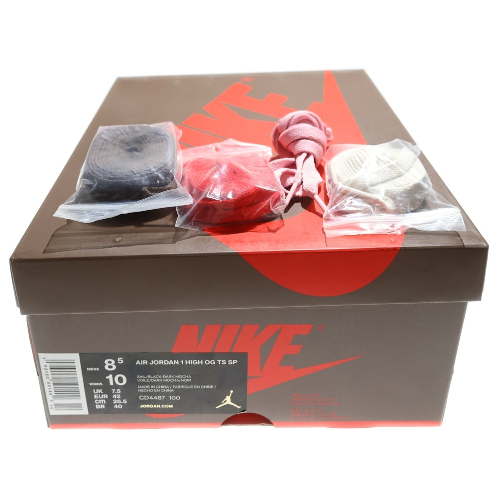 NIKE(ナイキ) ×TRAVIS SCOTT AIR JORDAN 1 HIGH OG TS SP トラヴィススコット エアジョーダン1 ハイカットスニーカー ブラウン US8.5/26.5cm CD4487‐100