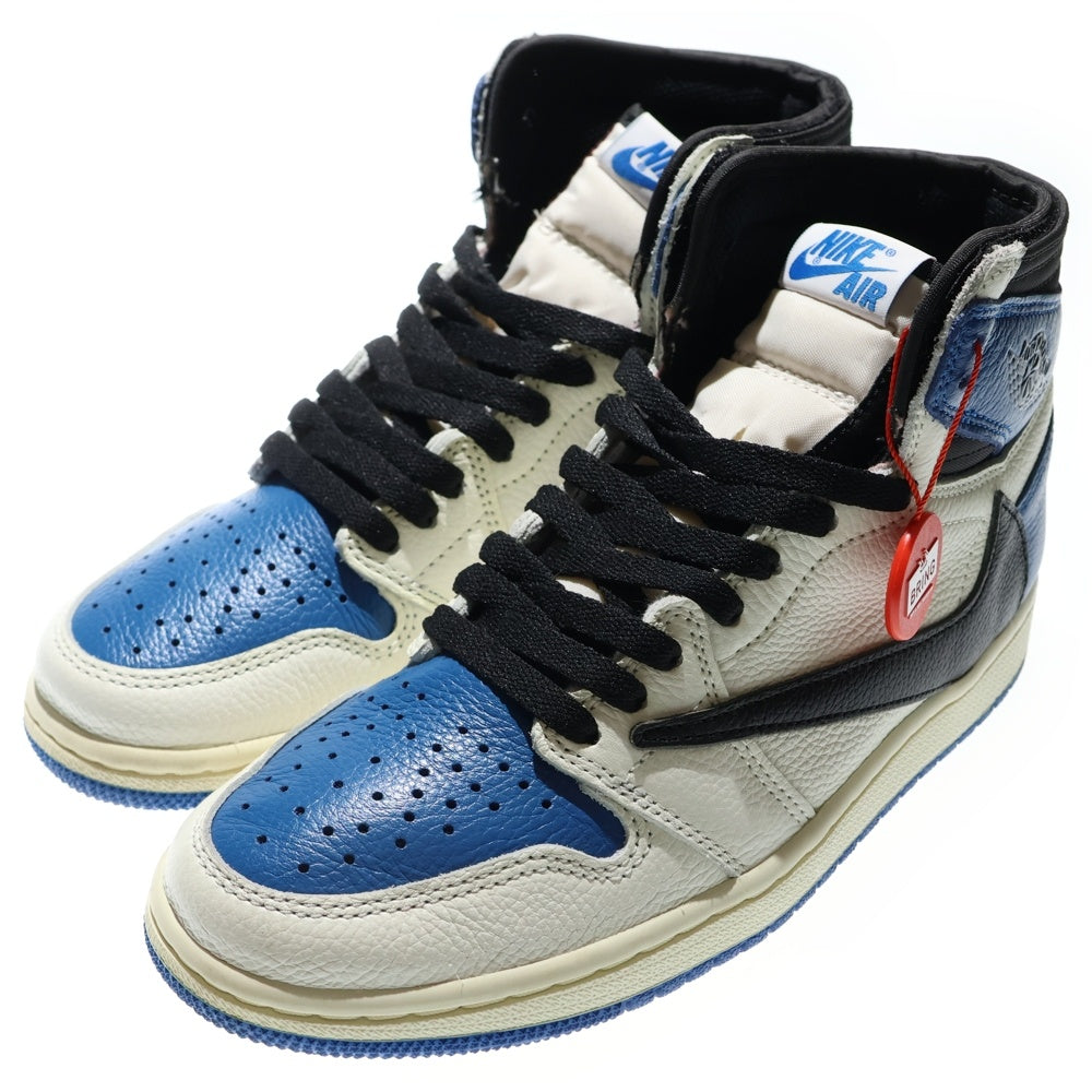 NIKE(ナイキ) ×TRAVIS SCOTT ×FRAGMENT AIR JORDAN 1 RETRO HIGH OG SP MILITARY BLUE DH3227-105 ハイカットスニーカー ブルー/ホワイト/ブラック US6.5/24.5cm
