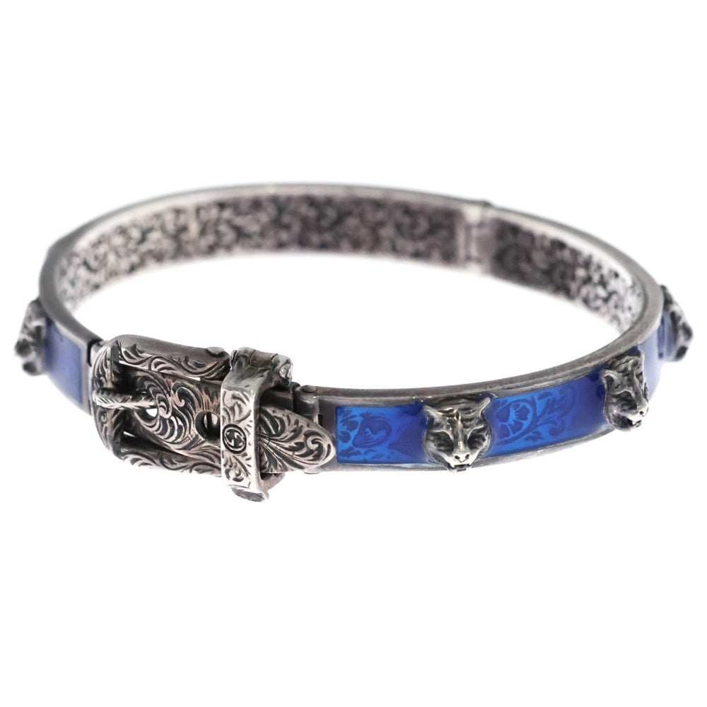 GUCCI(グッチ) ガーデン タイガーヘッド バングル ブレスレット ブルー/シルバー