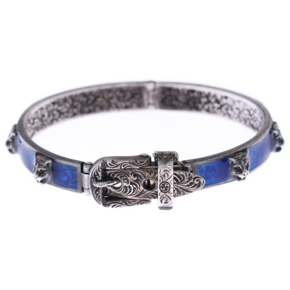 GUCCI(グッチ) ガーデン タイガーヘッド バングル ブレスレット ブルー/シルバー