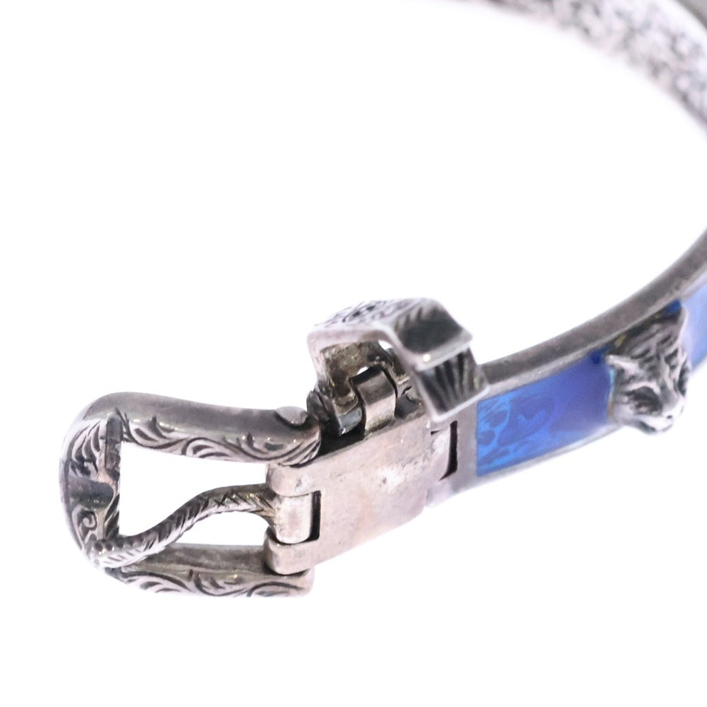GUCCI(グッチ) ガーデン タイガーヘッド バングル ブレスレット ブルー/シルバー