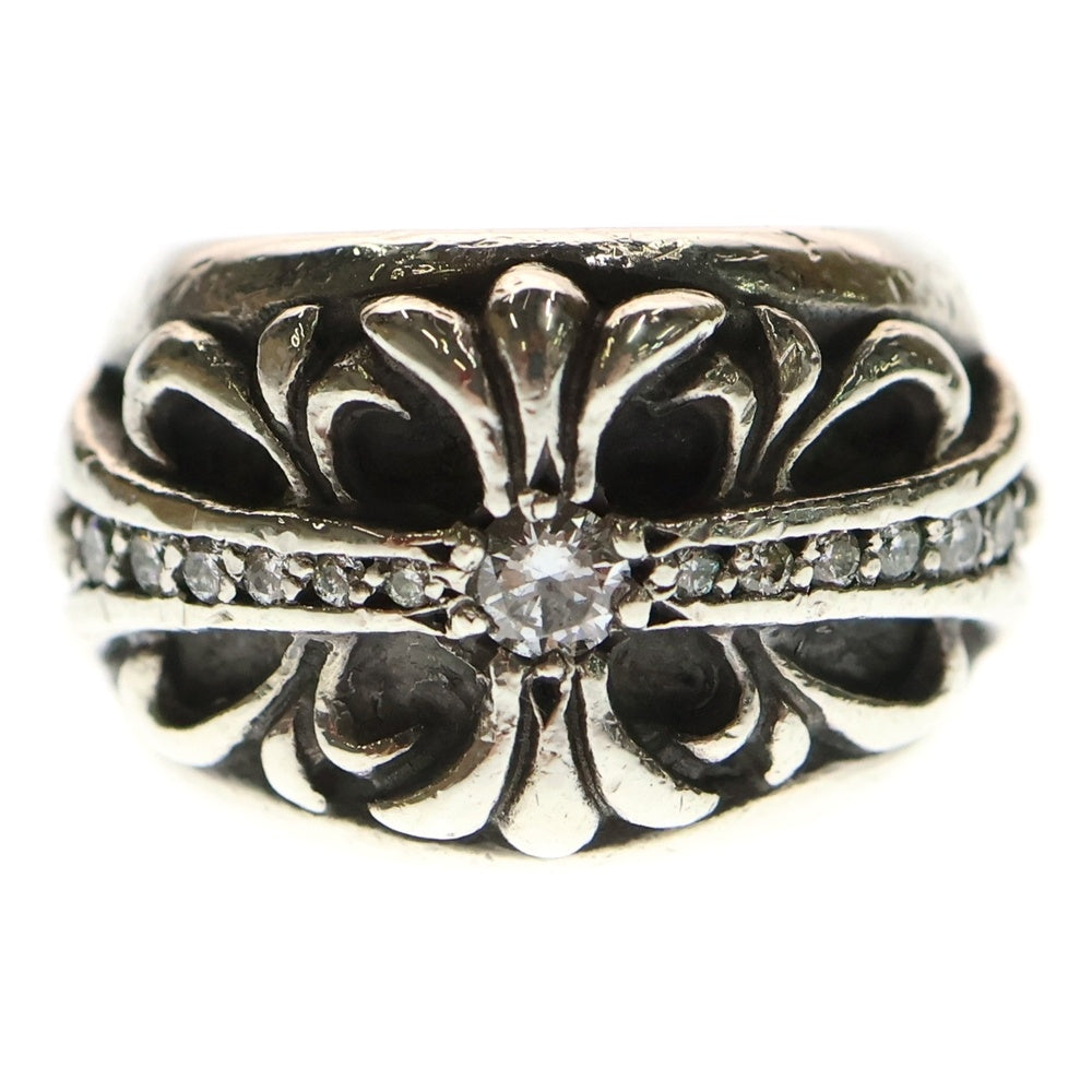 CHROME HEARTS(クロムハーツ) FLRL CRS P DMND フローラルクロス リング PAVEダイヤ シルバー