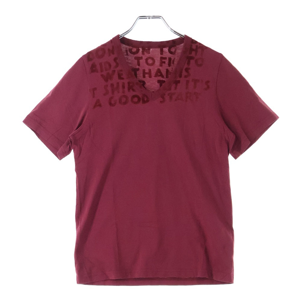 Maison Martin Margiela(メゾンマルタンマルジェラ) 15AW Vネック 半袖Tシャツ カットソー レッド レディース S30GJ0001 S20299