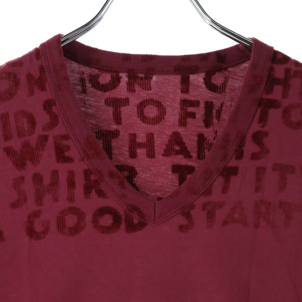 Maison Martin Margiela(メゾンマルタンマルジェラ) 15AW Vネック 半袖Tシャツ カットソー レッド レディース S30GJ0001 S20299