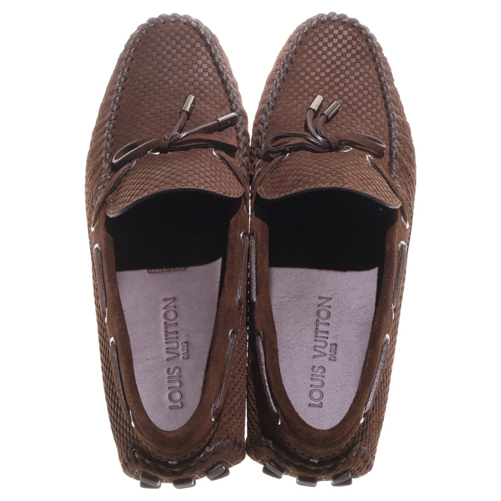 LOUIS VUITTON(ルイヴィトン) スエード ダミエ ドライビングシューズ スリッポン ブラウン