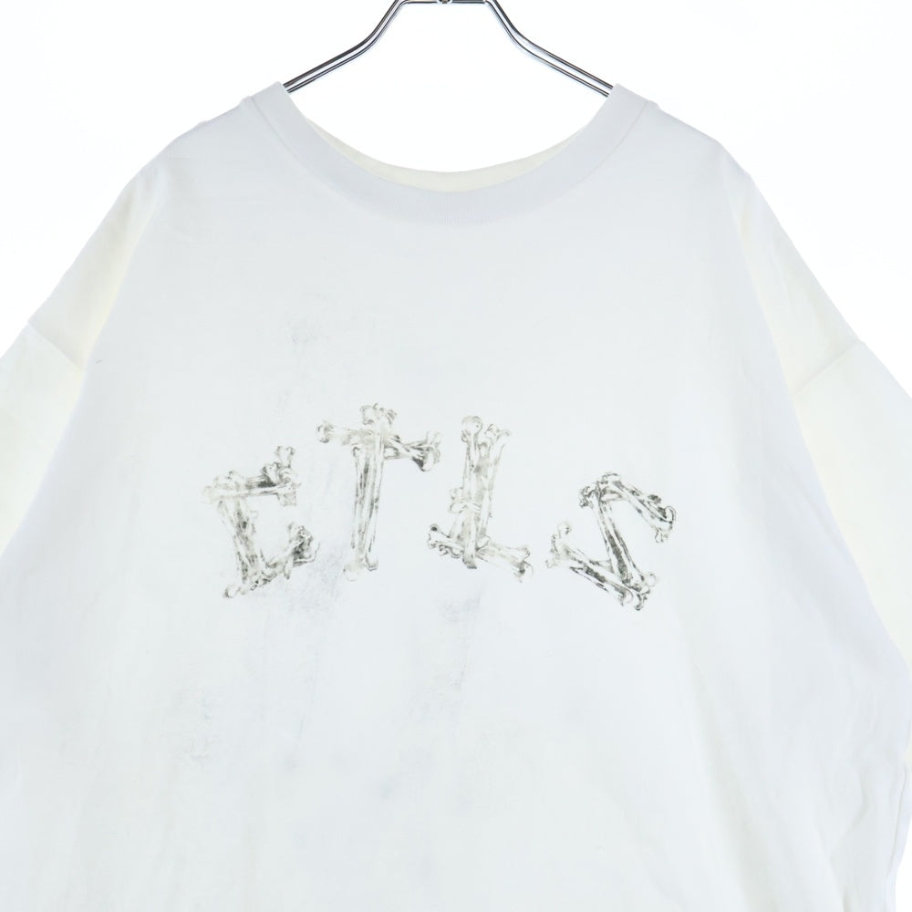 cvtvlist(カタリスト) ボーン フロント ロゴ クルーネック オーバーサイズ 半袖Tシャツ カットソー ホワイト