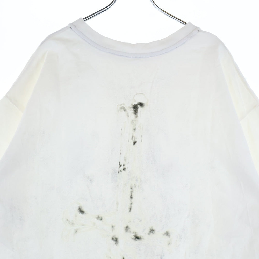 cvtvlist(カタリスト) ボーン フロント ロゴ クルーネック オーバーサイズ 半袖Tシャツ カットソー ホワイト