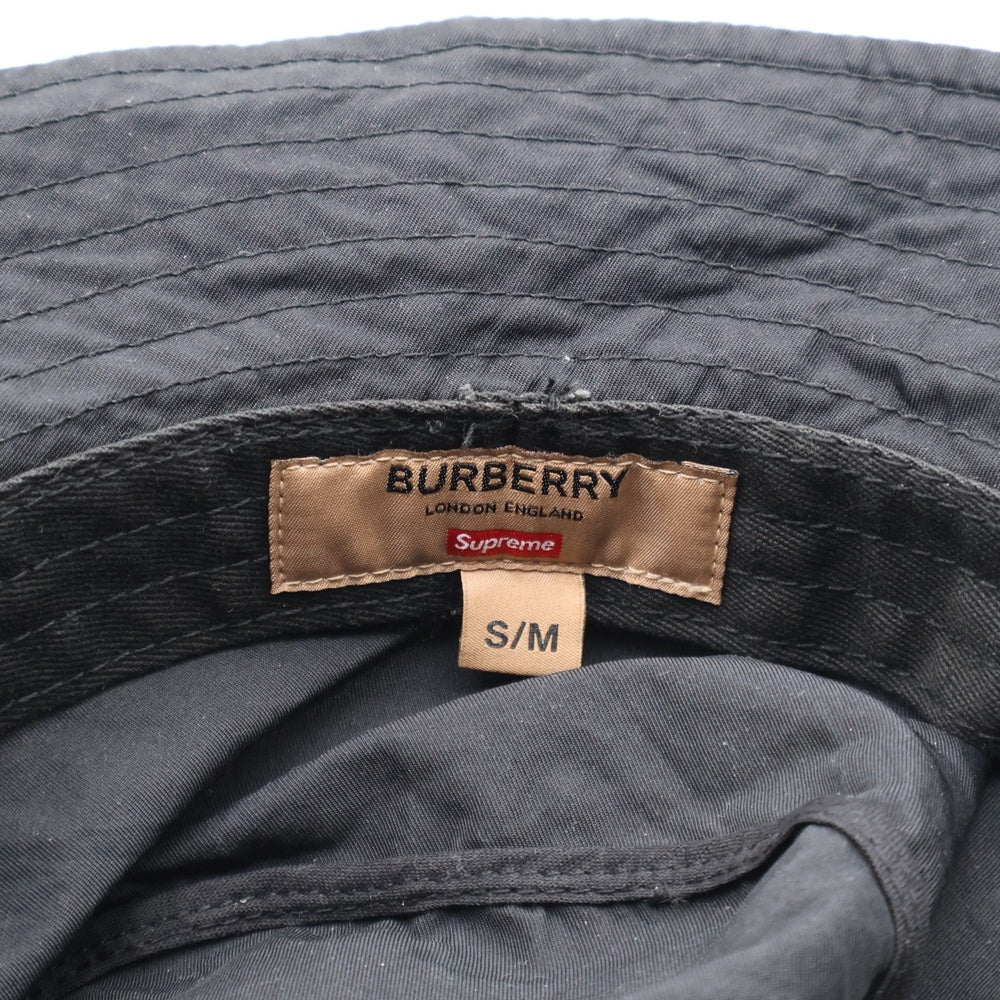 SUPREME(シュプリーム) ×BURBERRY 22SS Crusher Hat バーバリー クラッシャー フロントロゴ刺繍 バケットハット 帽子 ブラック