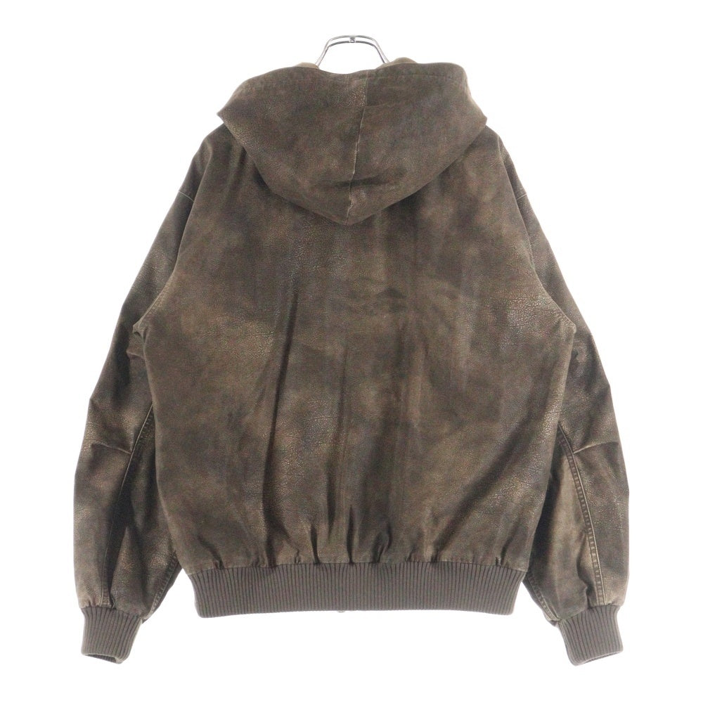 cvtvlist(カタリスト) 24SS フロント メタルロゴ レザー テックスパーカー ブラウン 2401100203