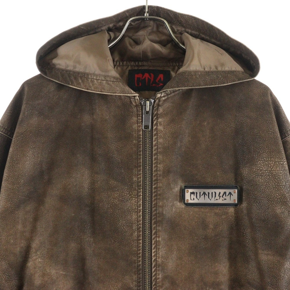 cvtvlist(カタリスト) 24SS フロント メタルロゴ レザー テックスパーカー ブラウン 2401100203