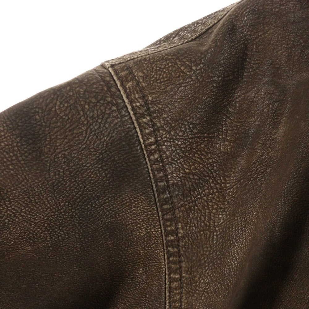 cvtvlist(カタリスト) 24SS フロント メタルロゴ レザー テックスパーカー ブラウン 2401100203