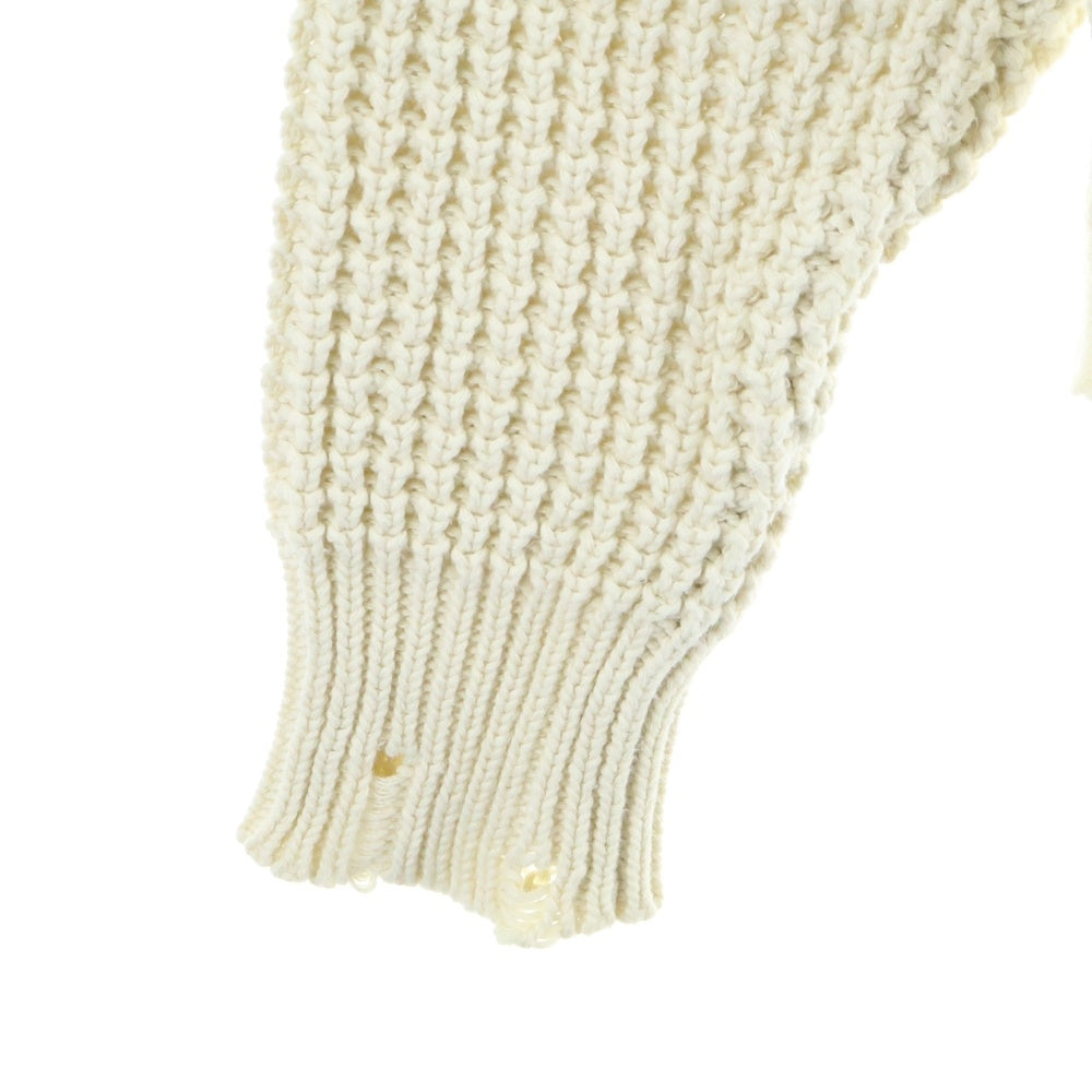 cvtvlist(カタリスト) 23AW クラッシュ加工 刺繍ロゴ オーバーサイズ ニットセーター ベージュ 2301100202