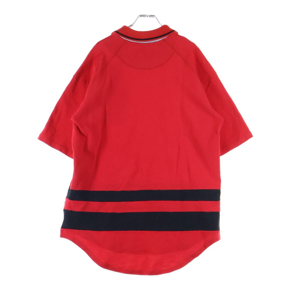 cvtvlist(カタリスト) ラバーワッペン オーバーサイズ コットン 半袖ポロシャツ カットソー レッド 2101070302