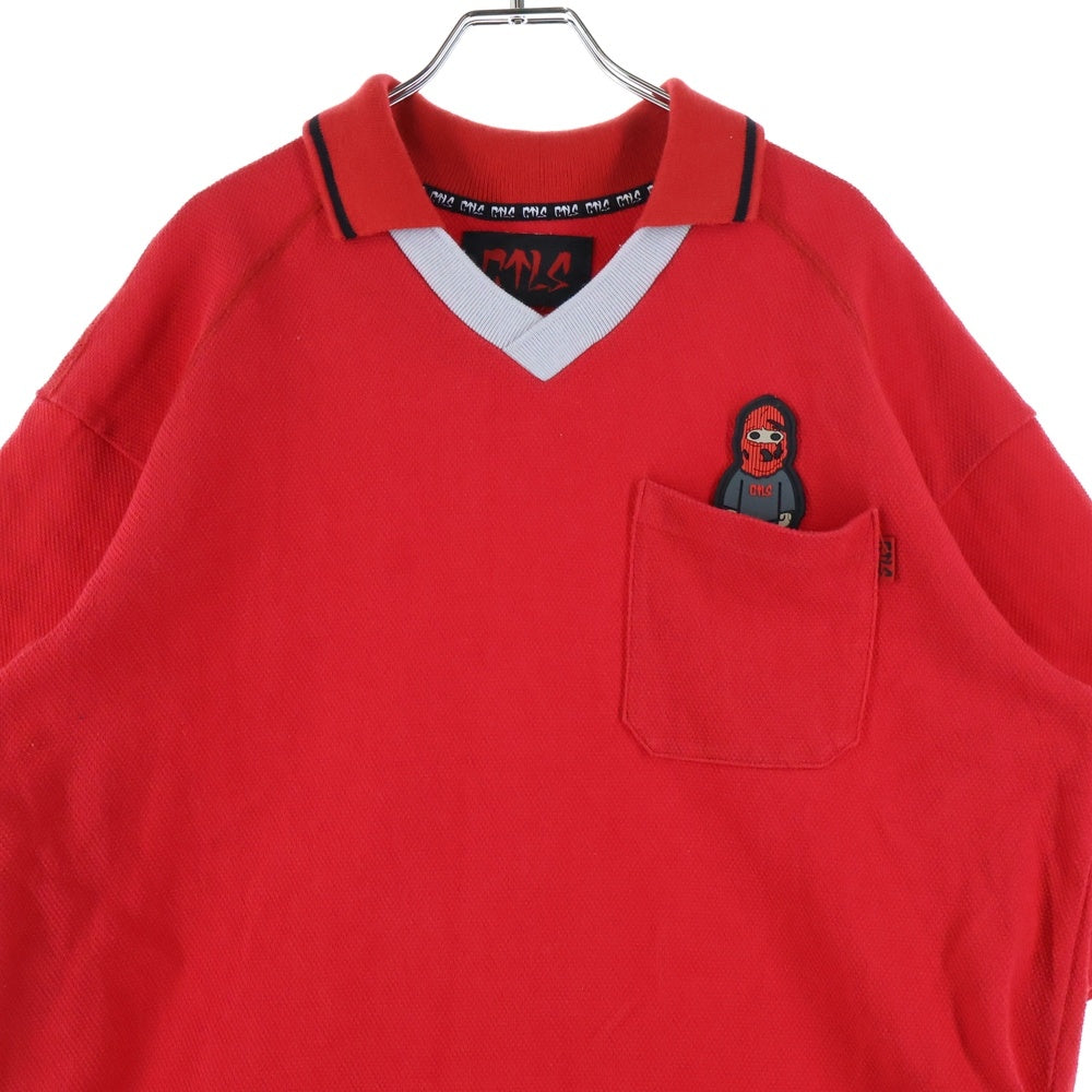 cvtvlist(カタリスト) ラバーワッペン オーバーサイズ コットン 半袖ポロシャツ カットソー レッド 2101070302