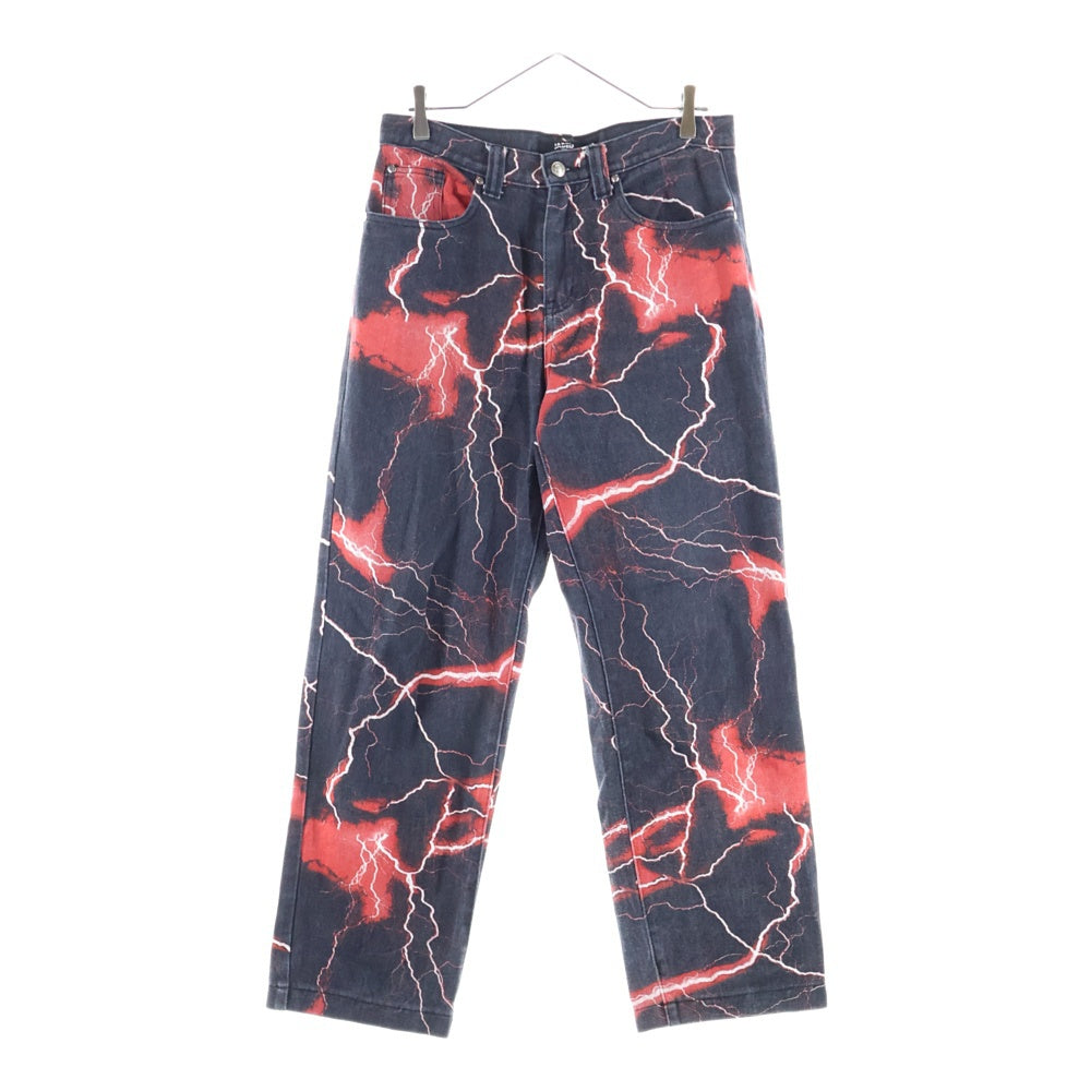 JADED LONDON(ジェイデッドロンドン) LIGHTNING BOLT PRINT JEANS ライトニング プリント デニム パンツ レッド/ブラック