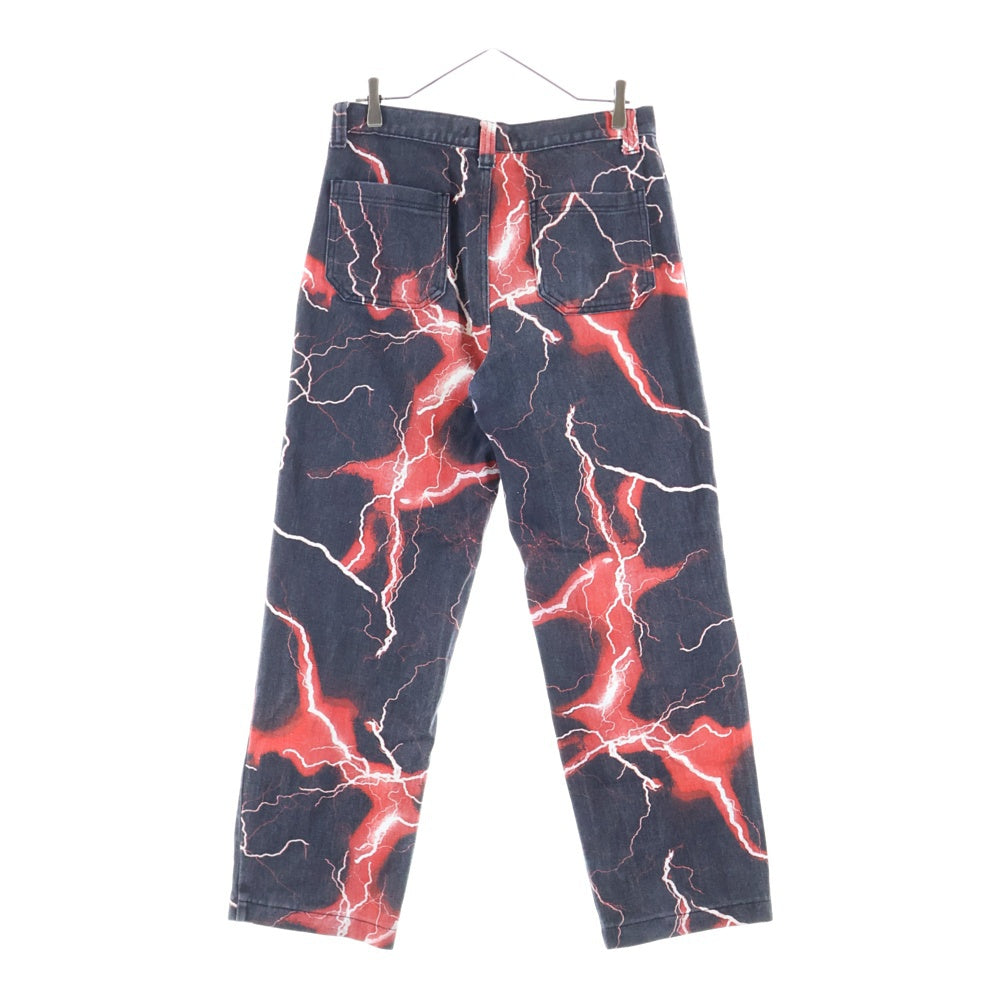 JADED LONDON(ジェイデッドロンドン) LIGHTNING BOLT PRINT JEANS ライトニング プリント デニム パンツ レッド/ブラック