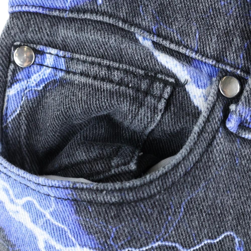 JADED LONDON(ジェイデッドロンドン) LIGHTNING BOLT PRINT JEANS ライトニング プリント デニム パンツ ブルー/ブラック