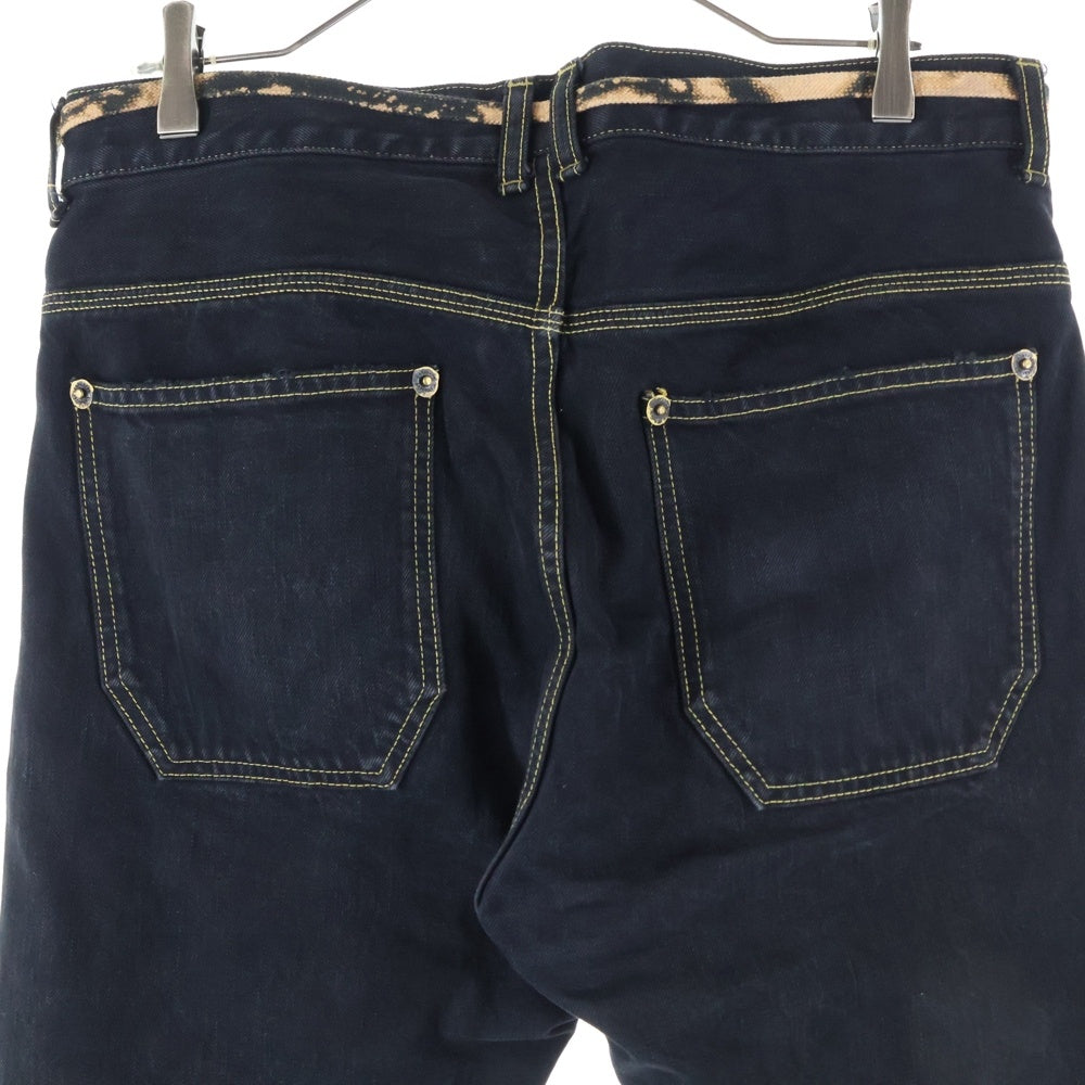 cvtvlist(カタリスト) ロゴプリント ブリーチレースベルト付き デニムパンツ ブラック