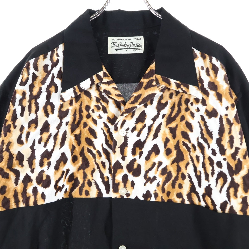 WACKO MARIA(ワコマリア) 22AW TWO-TONE 50'S SHIRT L/S TYPE-2 ツートン コーデュロイレオパード切り替え 長袖シャツ ブラック
