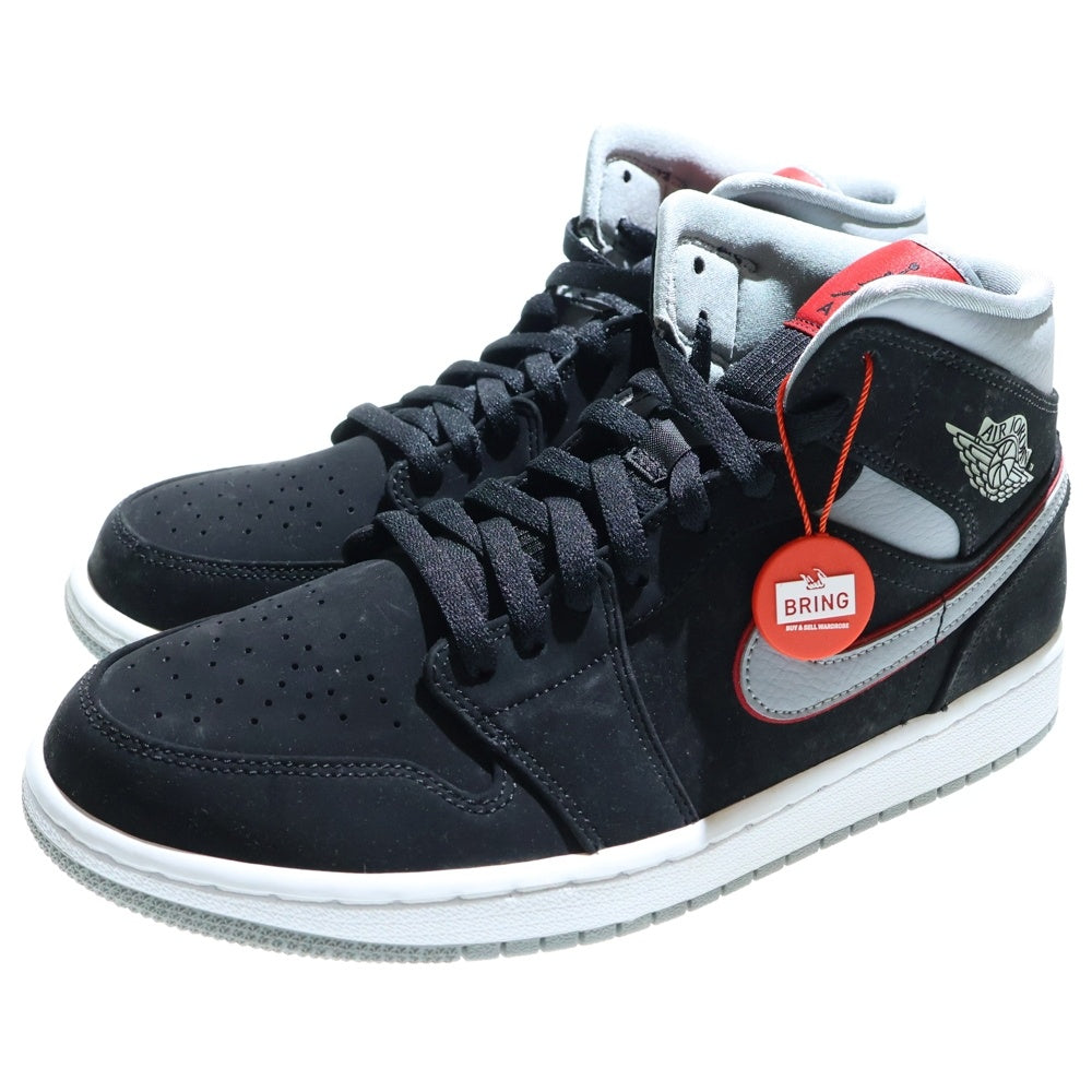 NIKE(ナイキ) AIR JORDAN 1 MID 554724-060 エアジョーダン1 ブラックパーティクルグレージムレッド ミッドカットスニーカー US9.5/27.5cm ブラック/グレー