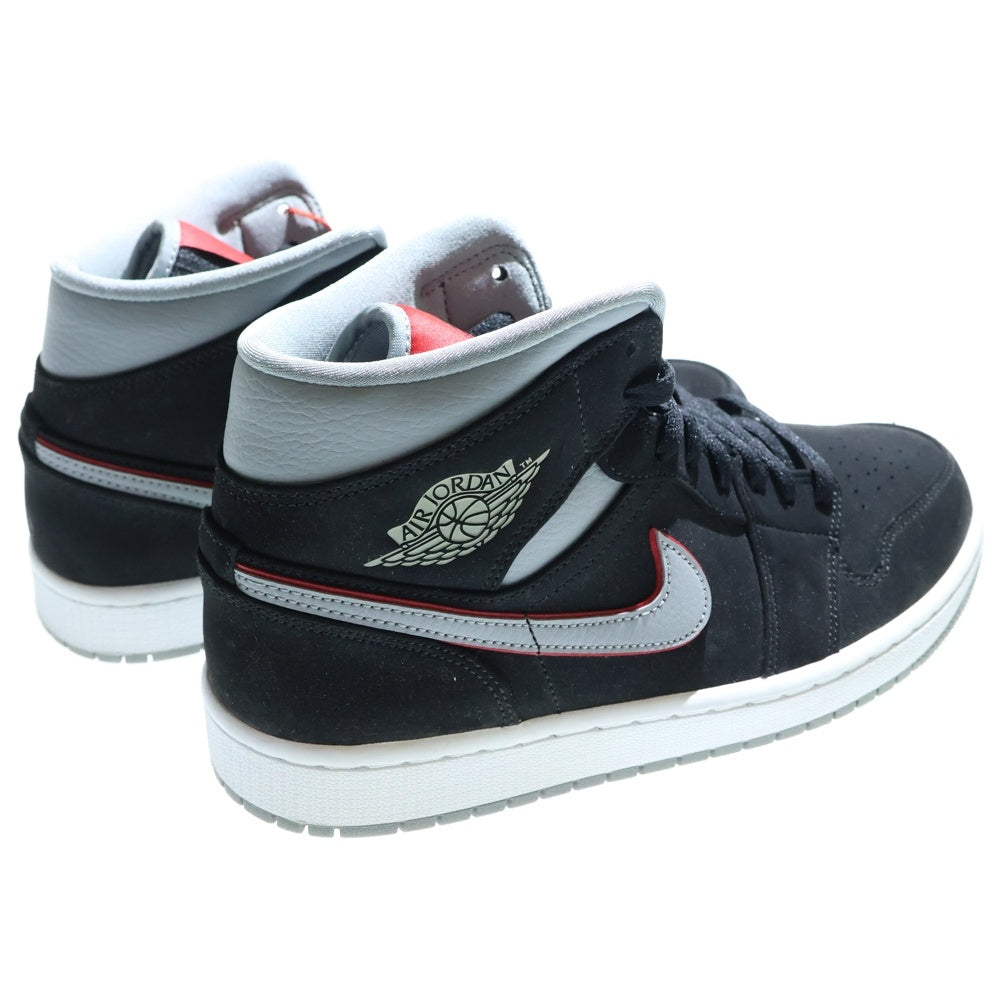 NIKE(ナイキ) AIR JORDAN 1 MID 554724-060 エアジョーダン1 ブラックパーティクルグレージムレッド ミッドカットスニーカー US9.5/27.5cm ブラック/グレー