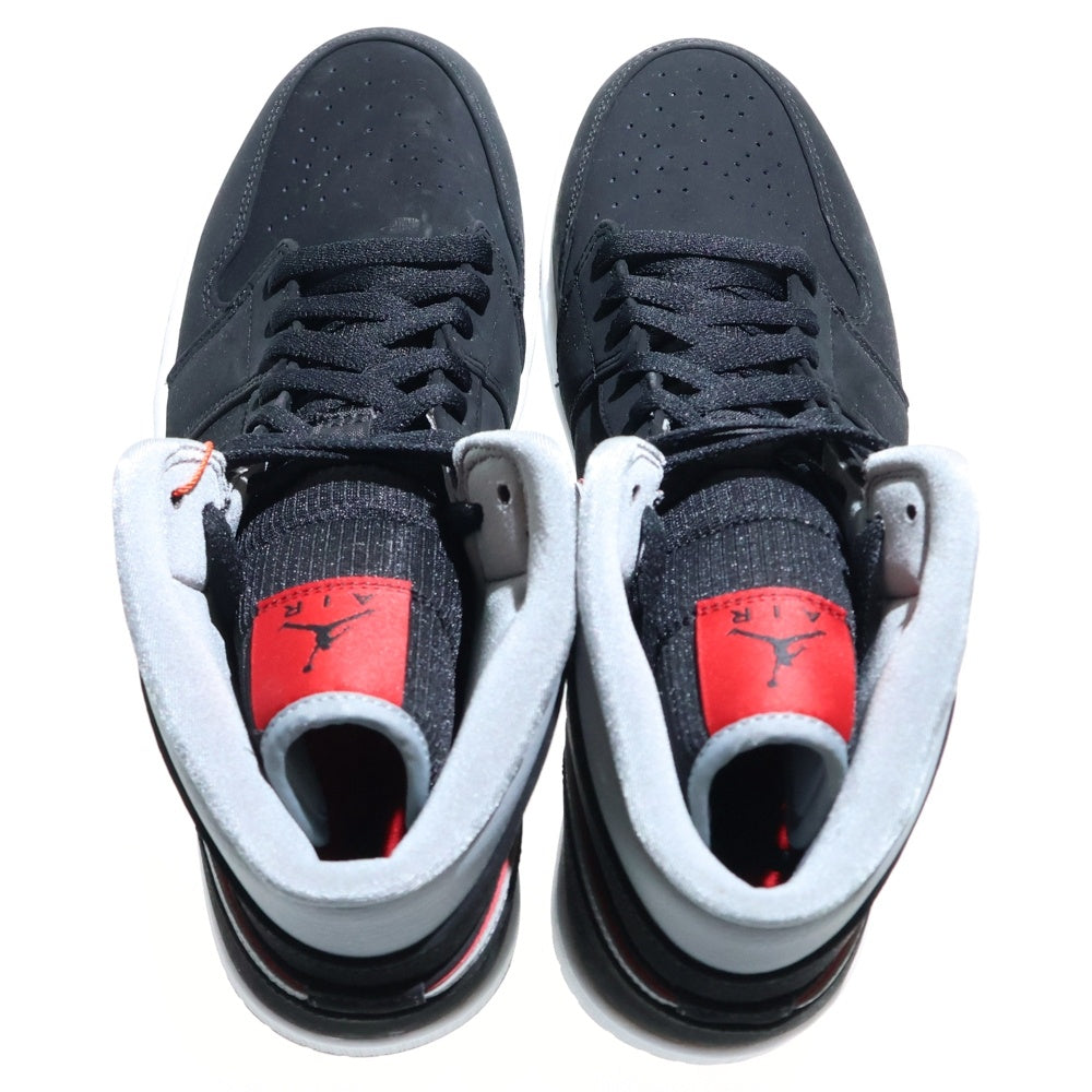 NIKE(ナイキ) AIR JORDAN 1 MID 554724-060 エアジョーダン1 ブラックパーティクルグレージムレッド ミッドカットスニーカー US9.5/27.5cm ブラック/グレー