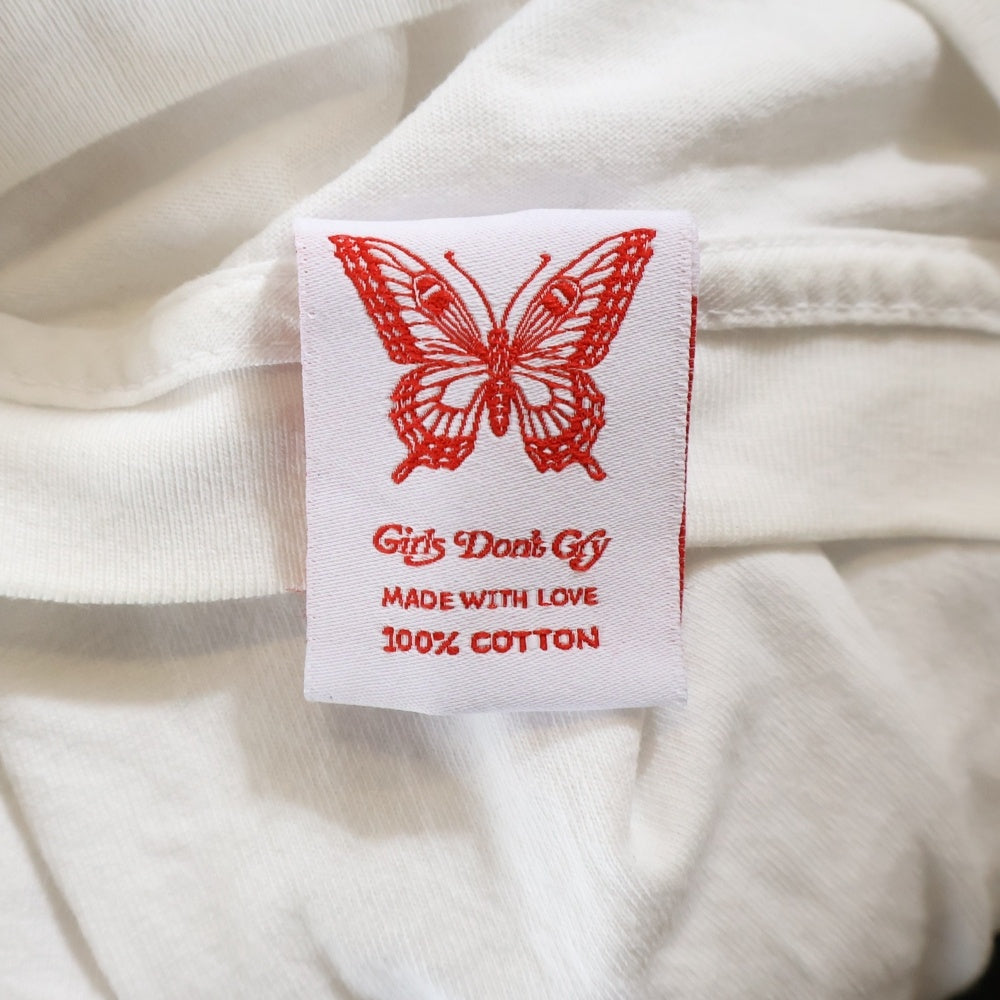 Girls Don't Cry(ガールズドントクライ) バタフライ プリント 長袖シャツ コットン ホワイト