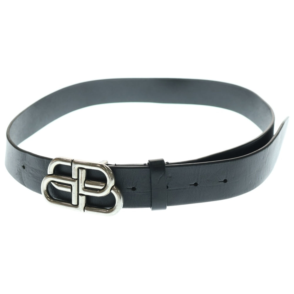 BALENCIAGA(バレンシアガ) BBロゴシルバーバックル レザーベルト ブラック 674181