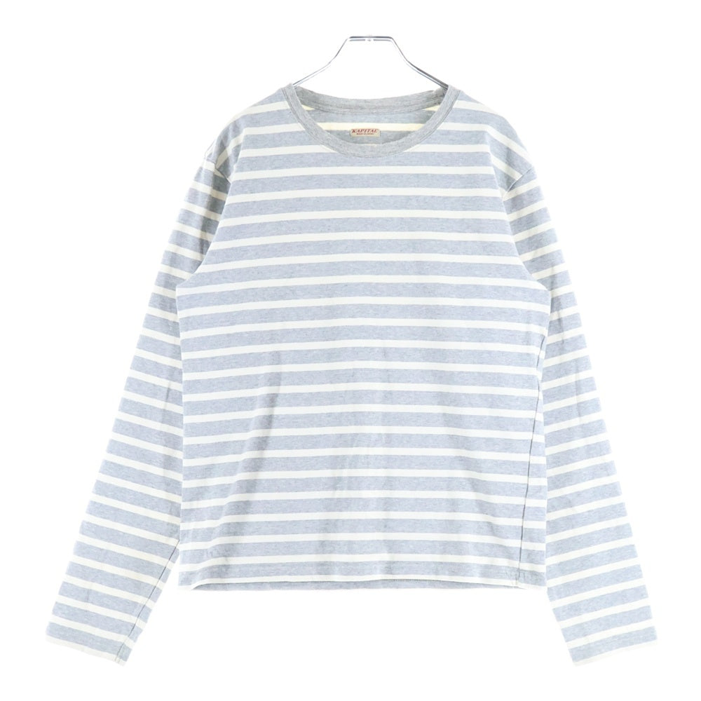 KAPITAL(キャピタル) Smiley elbow Patch T- Shirt スマイリーエルボーパッチカットソー グレー/クリーム EK-904