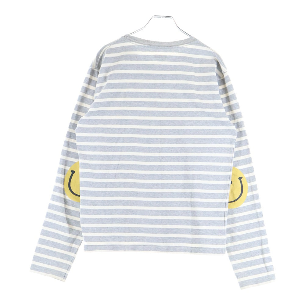 KAPITAL(キャピタル) Smiley elbow Patch T- Shirt スマイリーエルボーパッチカットソー グレー/クリーム EK-904